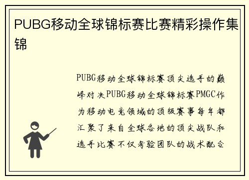PUBG移动全球锦标赛比赛精彩操作集锦