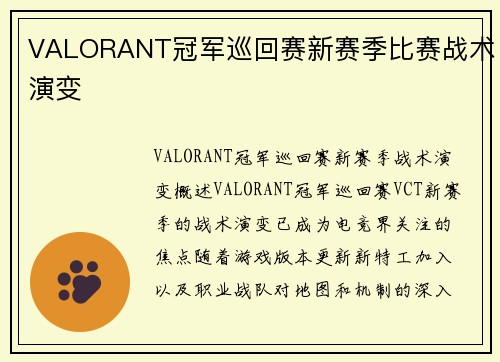 VALORANT冠军巡回赛新赛季比赛战术演变